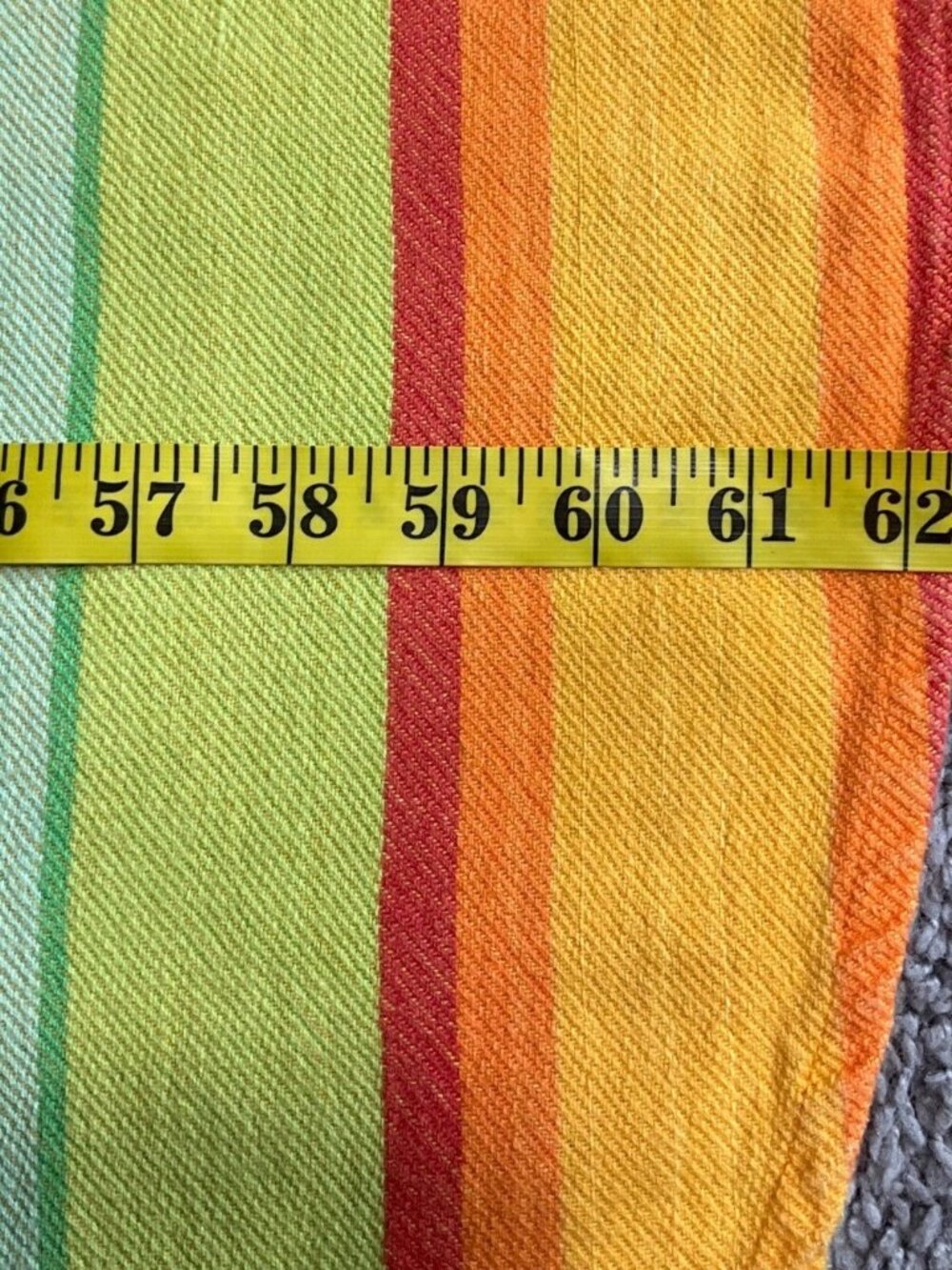 VTG MCM Cotton Park Cottage Striped Cotton Outdoor Round Tablecloth Umbrella Hol - Picture 7 of 13